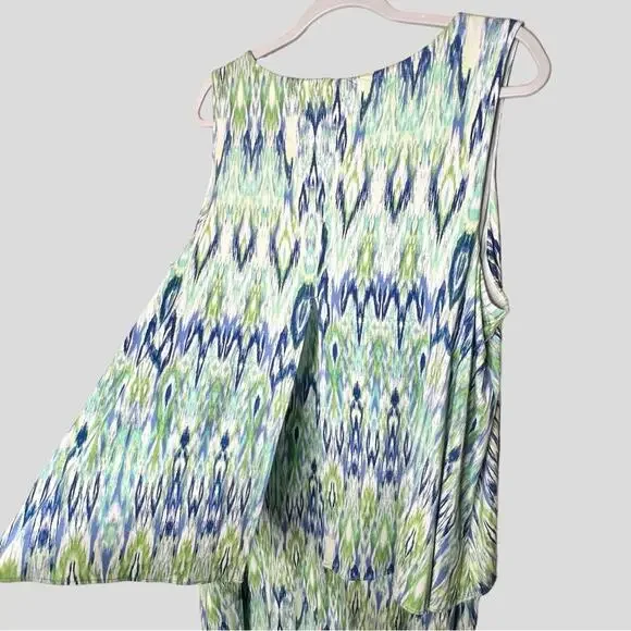 NWT Chico's Maxi Dress Size 3 US XL 16/18 Ikat Popover Regatta Blue Green Travel - Picture 7 of 15